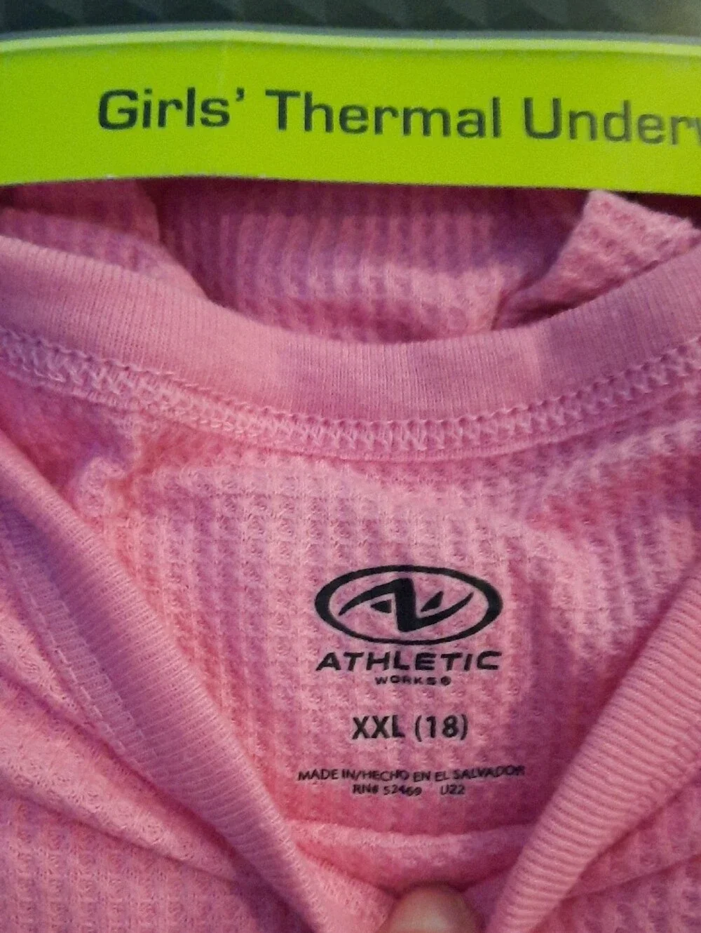 18 XXL New Athletic Works Pink Girls' Thermal Pajama Top Pant Pj Set Nwt